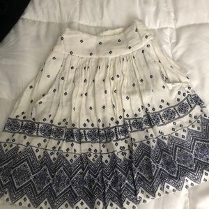 white and navy tribal patterned skirt